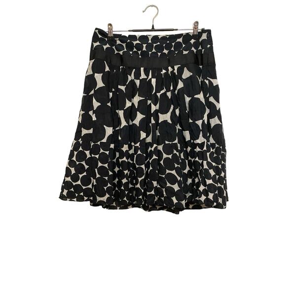 Zara Basic Silk Cotton Midi Skirt Size Large Pleated Black White Dot Flowy READ - Picture 1 of 6